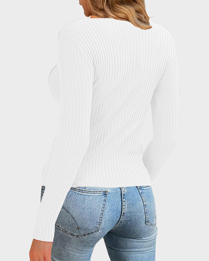 Twist Front Cutout Knit Sweater