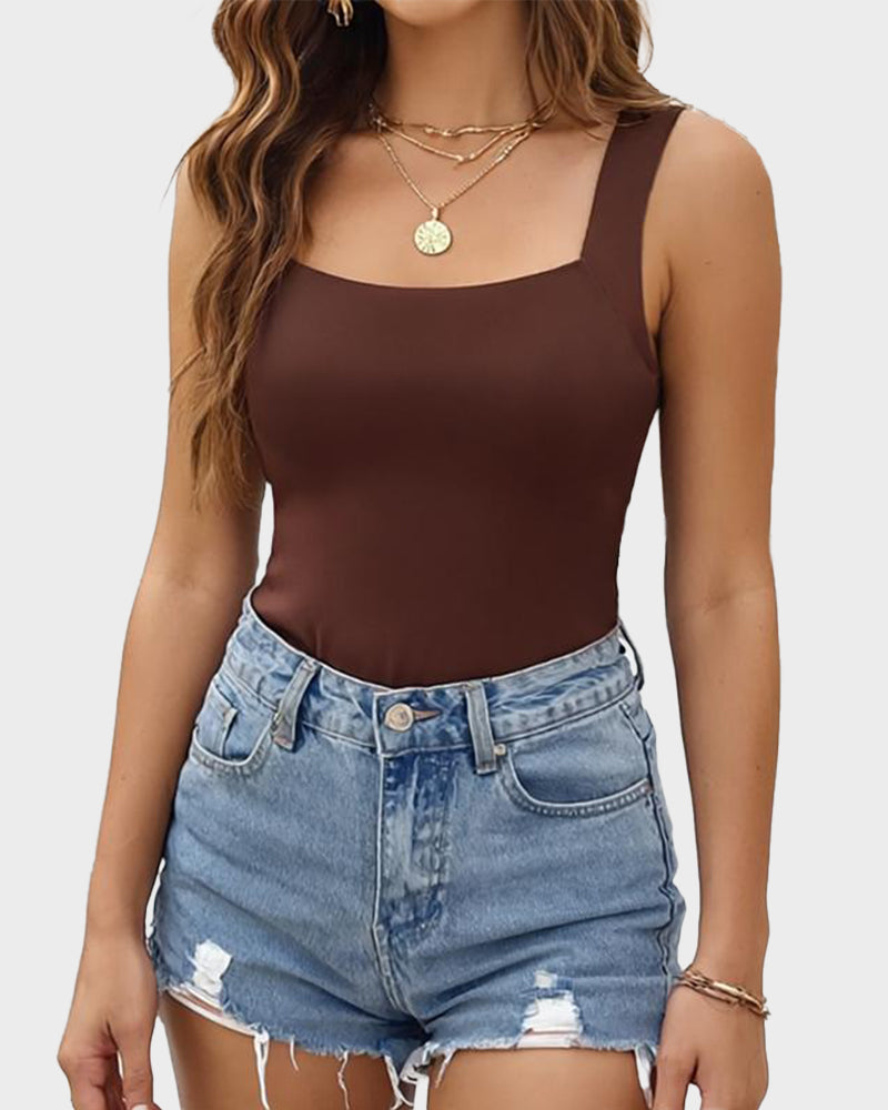 U Neck Built Bra Shaping Tank Top