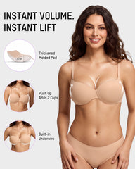 Underwire Push-Up Balconette Bra With Removable Straps