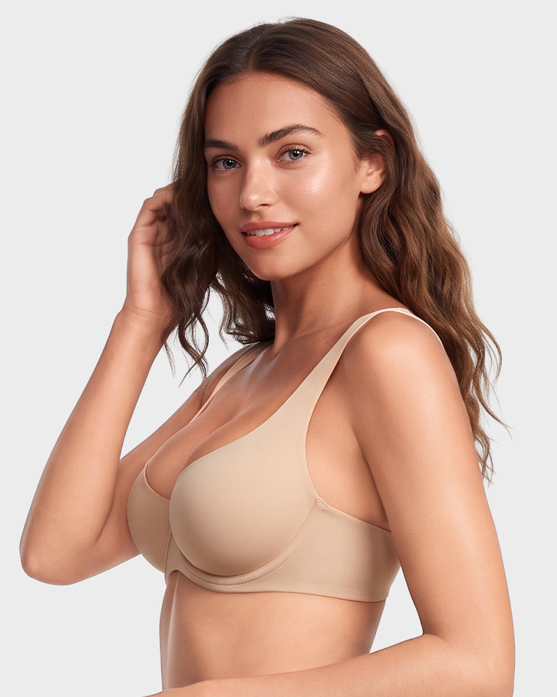 Underwire Support Seamless Unlined Balconette Bra