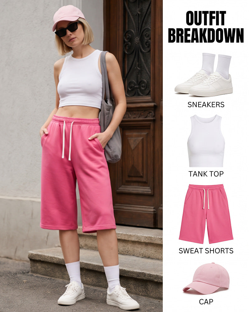 Unisex Drawstring Athletic Sweat Shorts