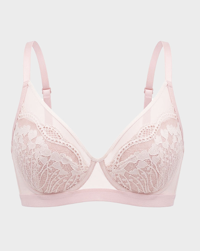 Unlined Lace Underwire Minimizer Bra