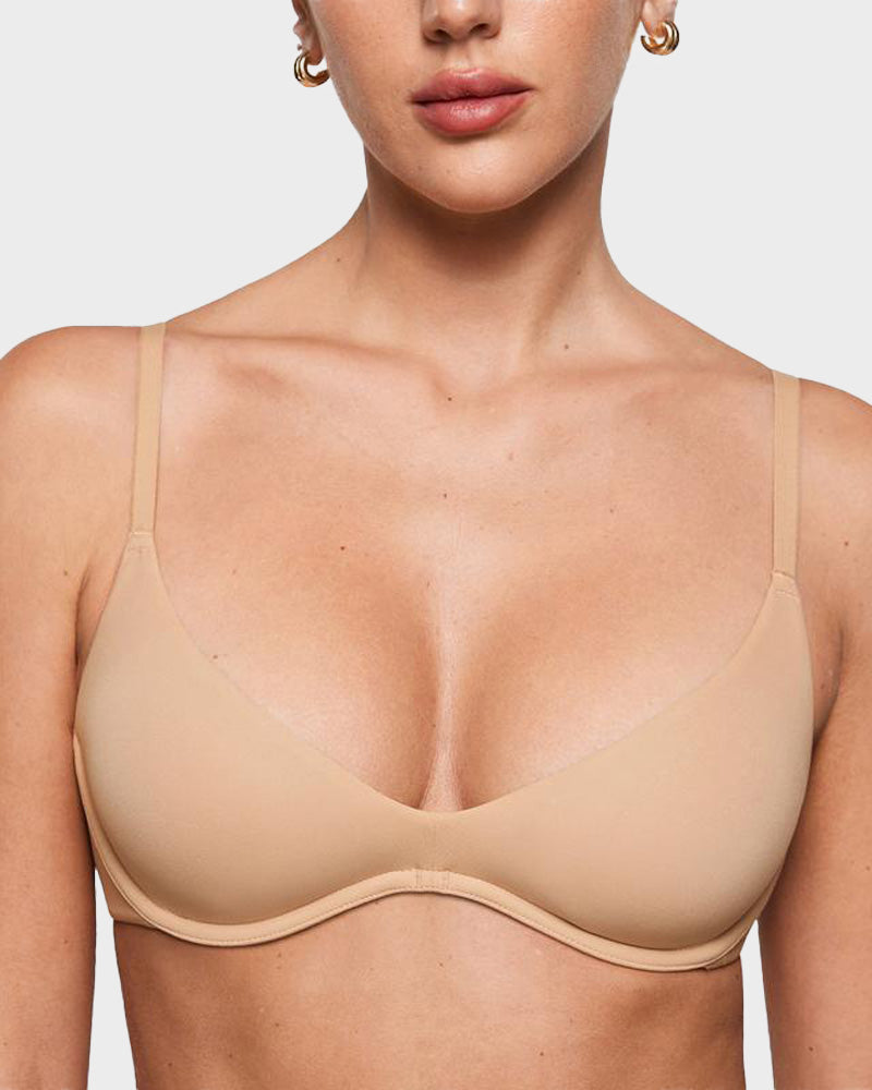 Unlined Plunge Balconette Bra with Underwire
