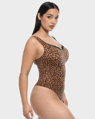 V-Neck Lace Thong Shapewear Bodysuit