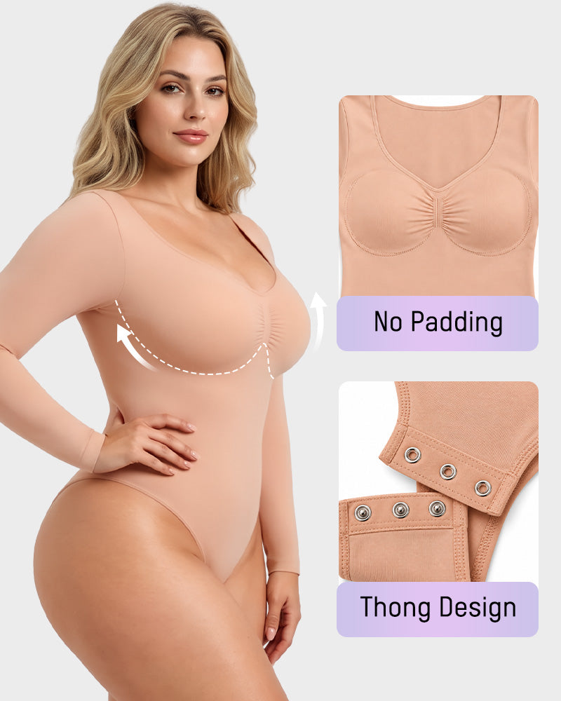V-Neck Long-Sleeve Seamless Shaping Bodysuit