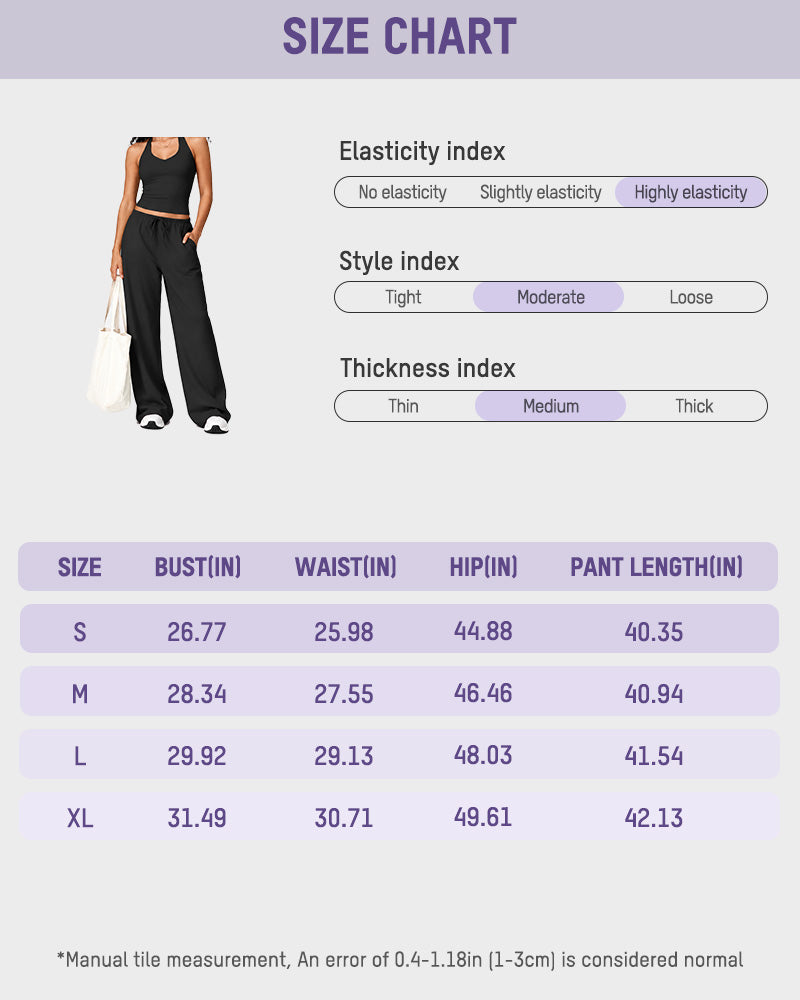 V-Neck Strappy-Back Top & Wide-Leg Pants Set