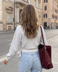 V-Neck Wrap Tie-Waist Knit Top