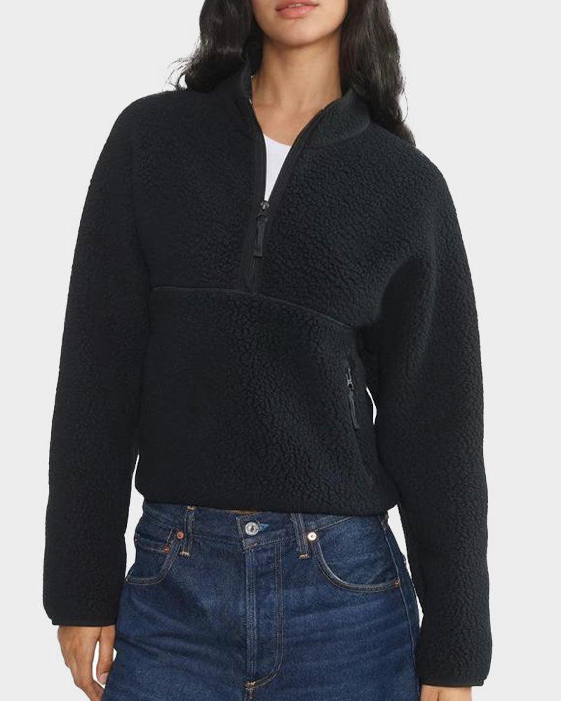 Warm Sherpa Fleece Half-Zip Sweatshirt Pullover
