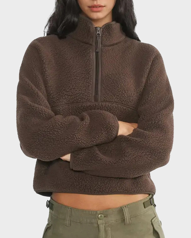 Warm Sherpa Fleece Half-Zip Sweatshirt Pullover