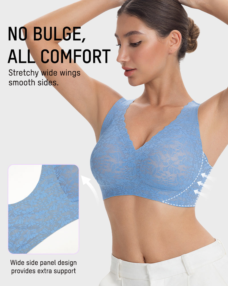Wireless Lace Cami Bra with Built-In Cups & Seamless Minimizer Fit