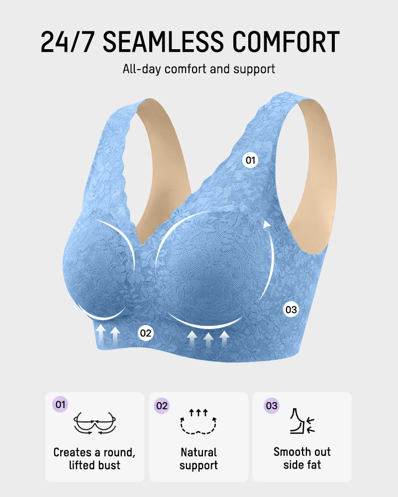 Wireless Lace Cami Bra with Built-In Cups & Seamless Minimizer Fit