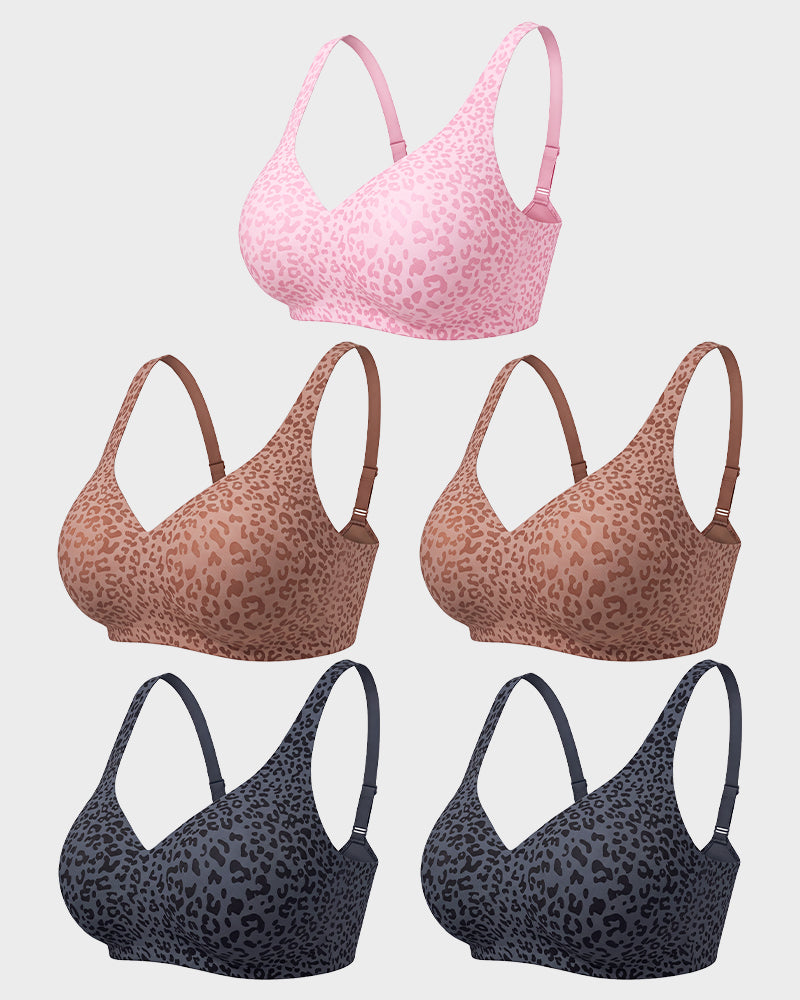 Wireless Leopard V-Neck Contour Bra Multipack