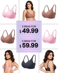 Wireless Leopard V-Neck Contour Bra Multipack