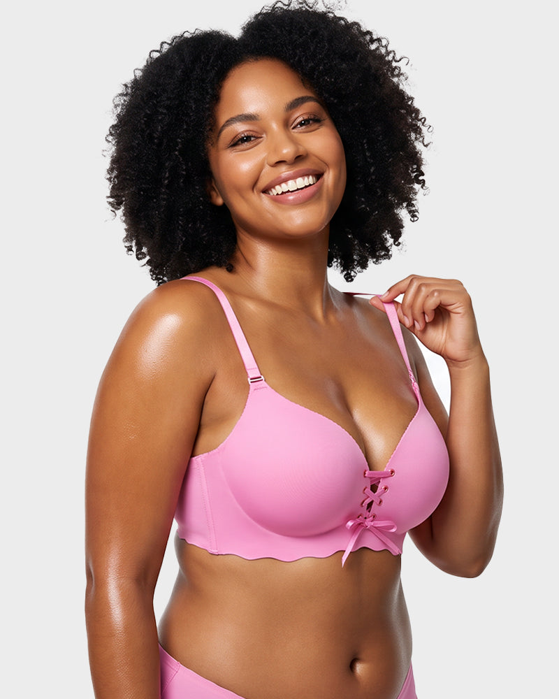 Wireless Front Lace-Up Push-Up Bra