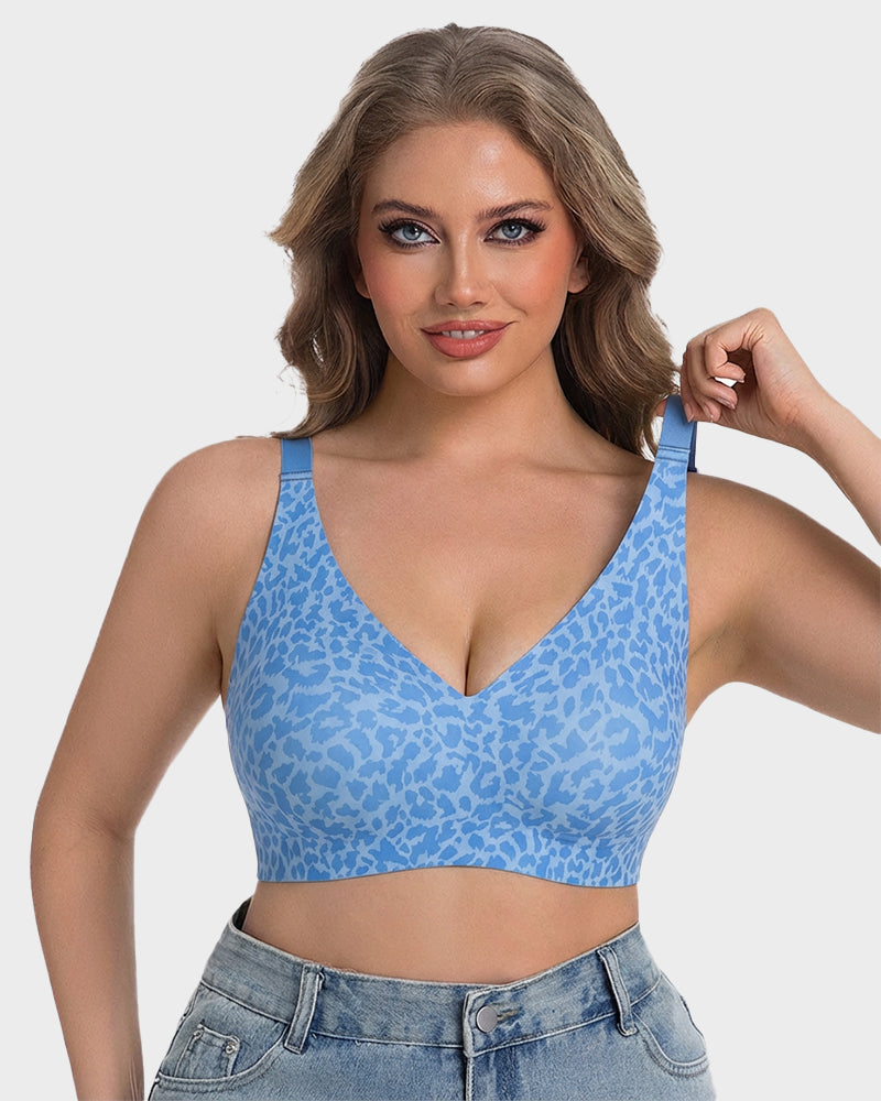 Wireless Leopard V-Neck Contour Bra