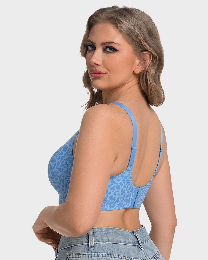 Wireless Leopard V-Neck Contour Bra