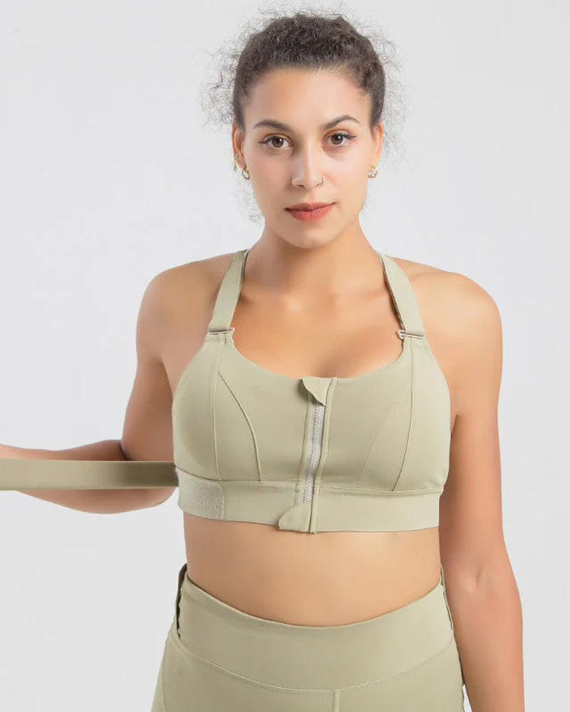 SheCurve® Women's High Impact Sports Bra Plus Size Zip-Front Shock Absober