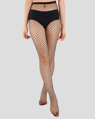 Glittering Metallic Fishnet Tights