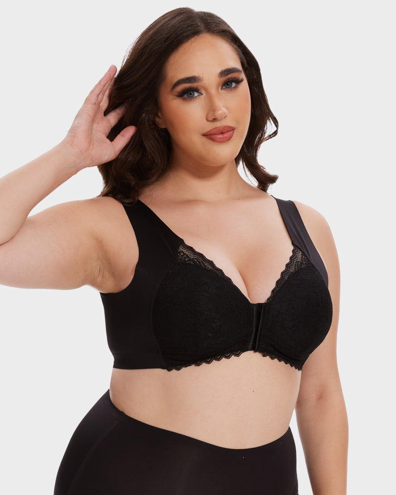 SheCurve® 5D Front Closure Wireless Bra - Black+Pink (Buy 1 Get 1 Free)