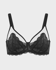 SheCurve® Full Coverage Lace Black Minimizer Bra