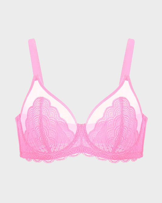 SheCurve® Full Coverage Lace Pink Minimizer Bra