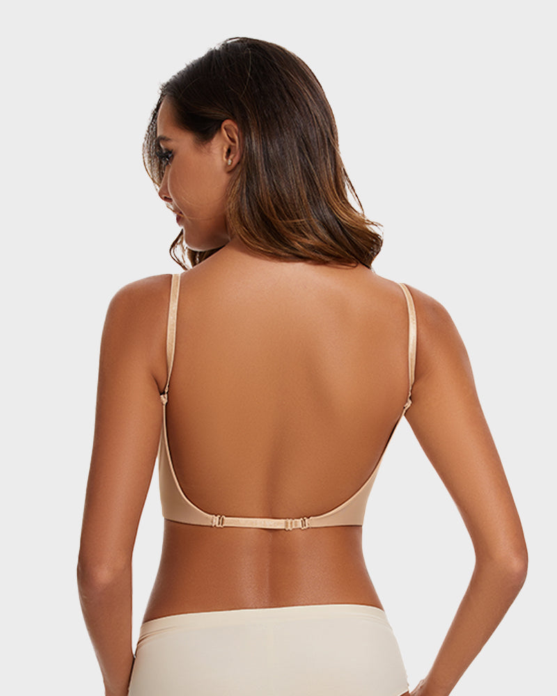 SheCurve® Low Back Secret Plunge Bra - Black+Beige+White (3 Pack)