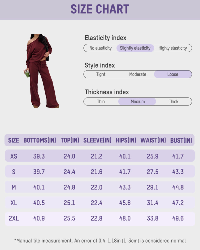 Off-Shoulder Wide-Leg 2-Piece Sweatsuit