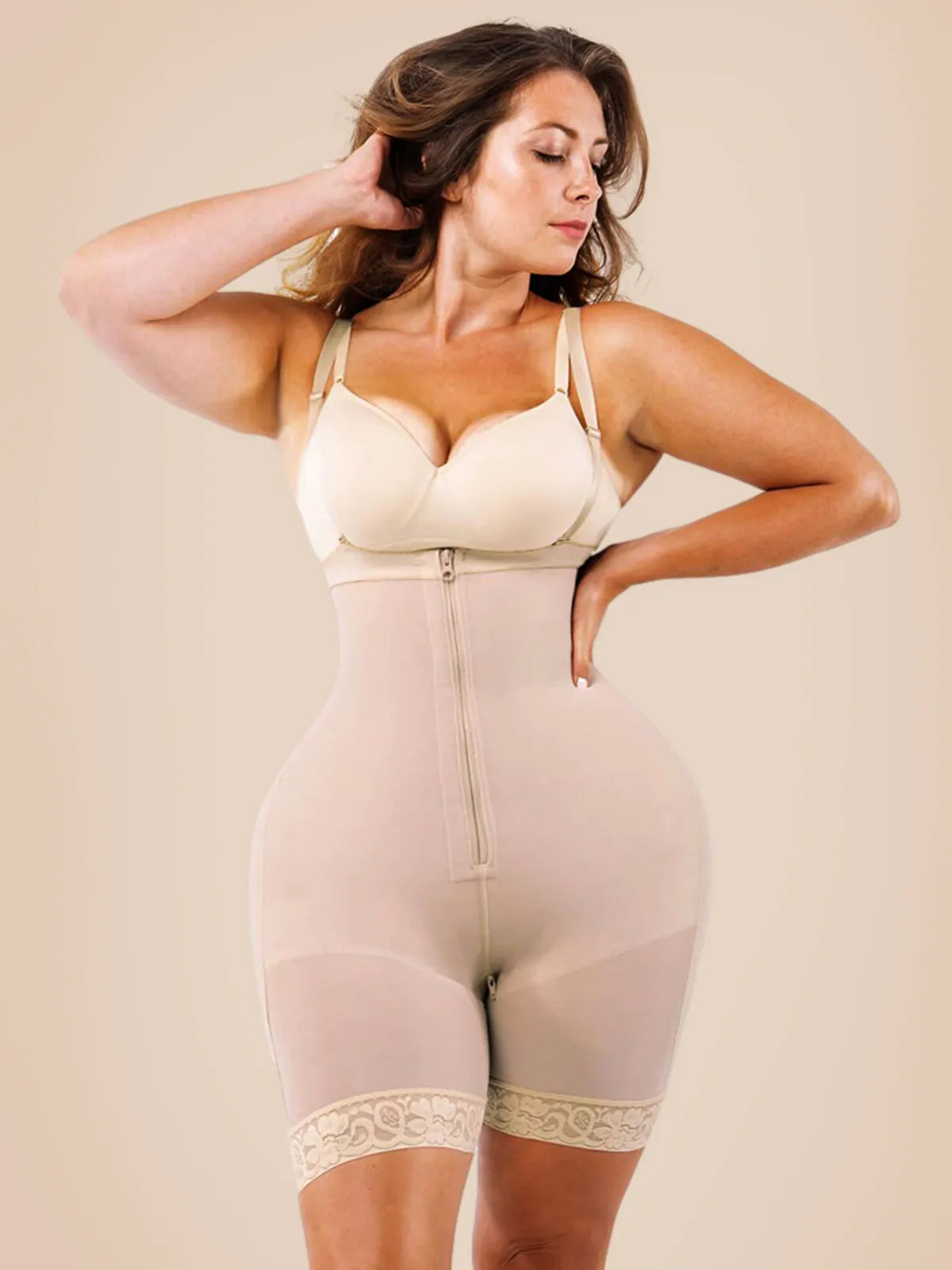 SheCurve® Open Bust Firm Tummy Compression Bodysuit Shaper With Butt Lifter