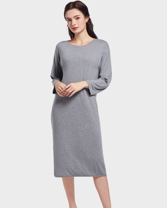 Modal Ribbed Cotton Lounge T-Shirt Midi Dress