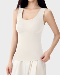 Knit Ribbed Built-In Bra Thickened Thermal Tank Top