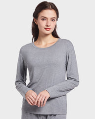 Modal Ribbed Cotton Crew Neck Long Sleeve Top