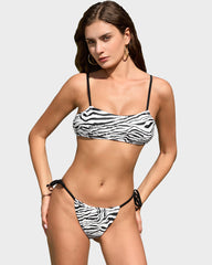 Trendy Side Tie Zebra Bikini Set