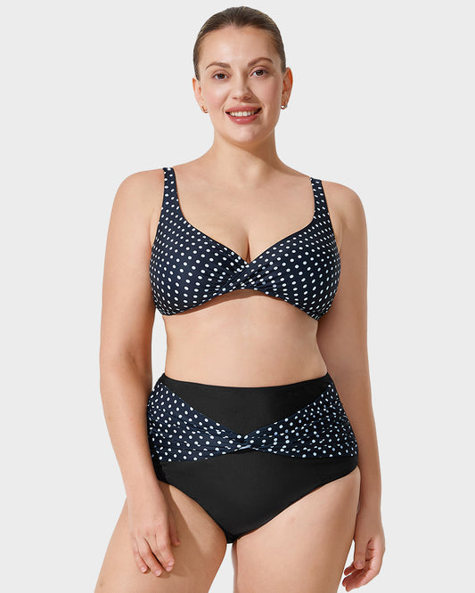 High-Waisted Polka Dot Bikini Set