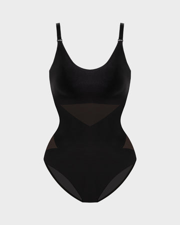 Criss-Cross Mesh Panel Sculpting Bodysuit