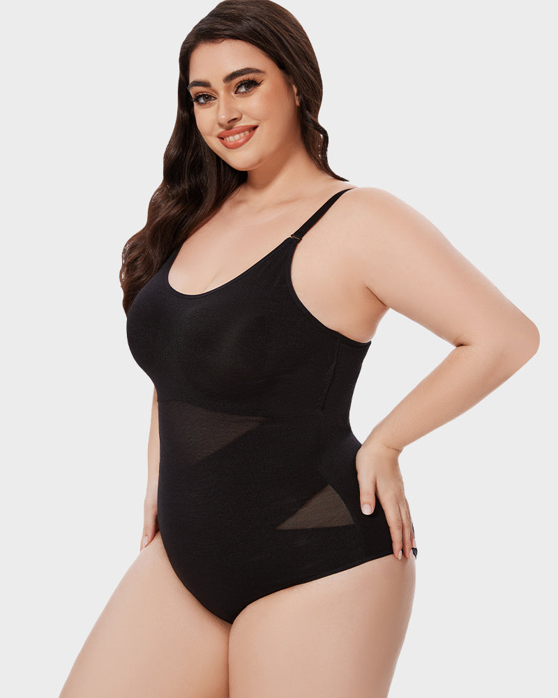 Criss-Cross Mesh Panel Sculpting Bodysuit