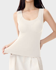 Knit Ribbed Built-In Bra Thickened Thermal Tank Top