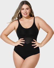 Seamless Criss-Cross Mesh Panel Sculpting Bodysuit