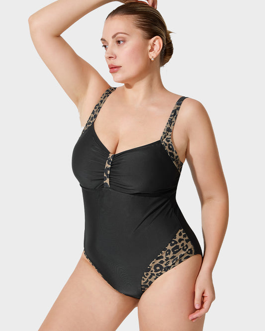 Chic Leopard Accent One-Piece Swimsuit