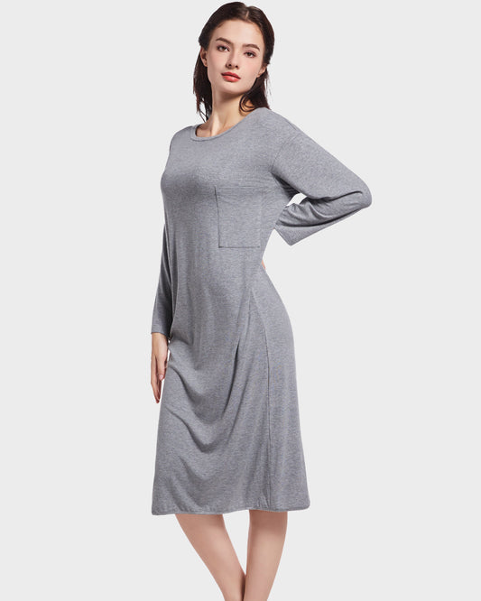 Modal Ribbed Cotton Lounge T-Shirt Midi Dress