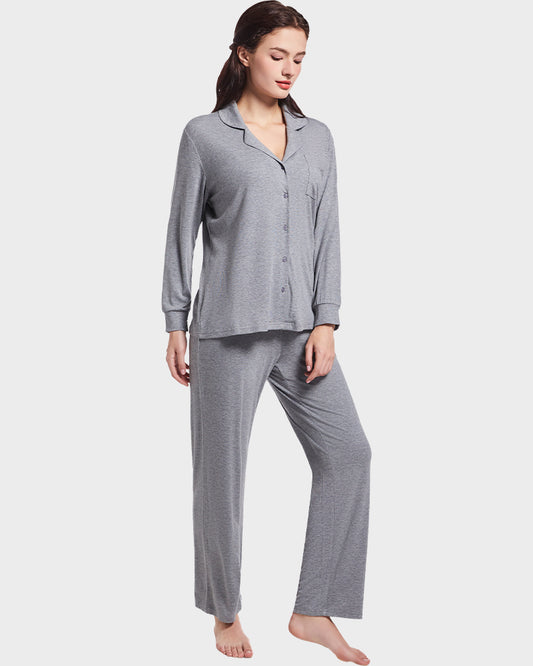 Modal Ribbed Cotton Long Sleeve Pajama Set