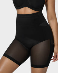 High Waist Criss-Cross Mesh Breathable Shaping Shorts