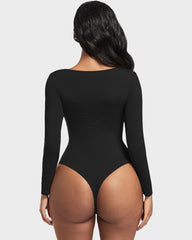 SheCurve®Seamless Sculpt Long Sleeve Scoop Neck Thong Bodysuit