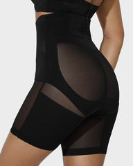 High Waist Criss-Cross Mesh Breathable Shaping Shorts