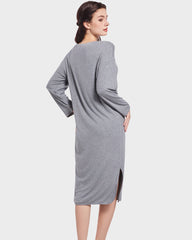 Modal Ribbed Cotton Lounge T-Shirt Midi Dress