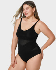 Seamless Criss-Cross Mesh Panel Sculpting Bodysuit