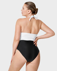 Halter Neck Belted One-Piece Swimsuit