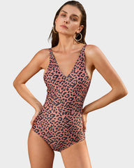 Plunge Lace-Up Corset Sculpting Swimsuit