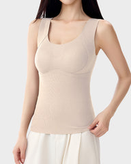 Knit Ribbed Built-In Bra Thickened Thermal Tank Top