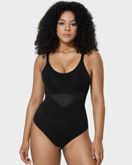 Seamless Criss-Cross Mesh Panel Sculpting Bodysuit