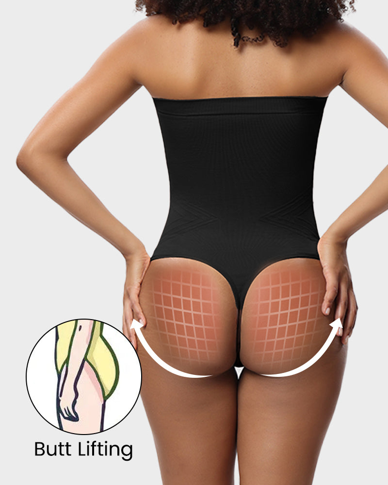 Seamless Shaping Bandeau Thong Bodysuit with Removable Straps